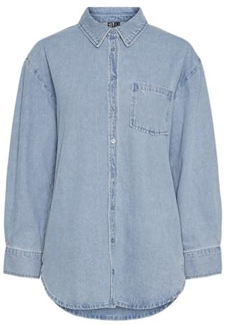 PIECES Female Jeanshemd Pcmaisie Camisa Vaquera, Mezclilla De Color Azul Claro, S Mujeres