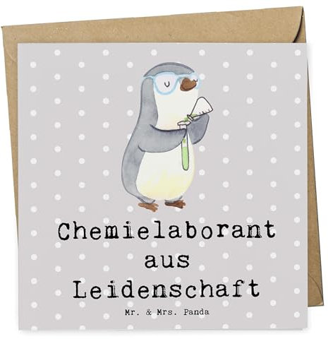 Mr. & Mrs. Panda Deluxe Karte Chemielaborant Leidenschaft - Geschenk, Beruf, Jubiläum, Grußkarte, Einladungskarte, Kollege, Geburtstagskarte,