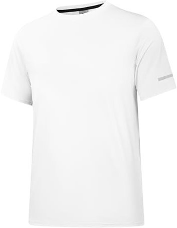 Herren Rash Guard UPF 50+ Sonnenschutzkleidung Kurzarm-T-Shirts für Männer Leichte, schnell trocknende SPF UV Swim Surfing Tees Weiß 02-L