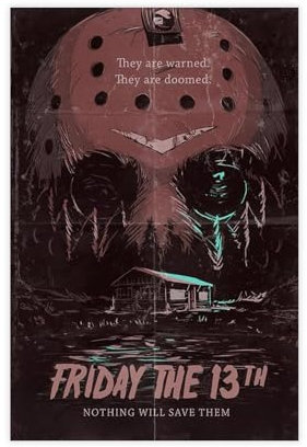 Freitag der 13. Jason Voorhees Hockey-Maske, Kunstwerk Nothing Will Save Them, klassisches Horror-Film-Poster, Leinwand-Poster, Wandkunst, Dekordruck, Gemälde für Wohnzimmer, Schlafzimmer,