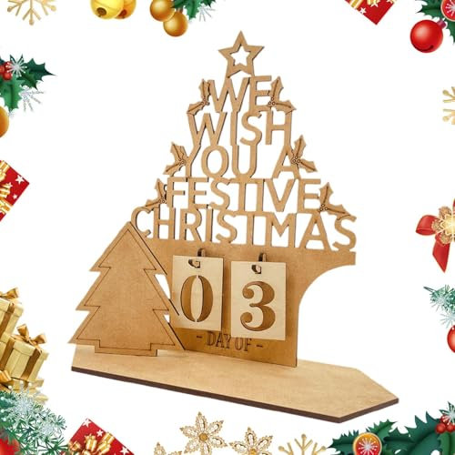 Countdown-Adventskalender aus – Weihnachtskalender, Schreibtisch-Countdown-Dekoration, hohles Buchstaben-Design, Kunst, Handwerk, Dekoration für Winterfest