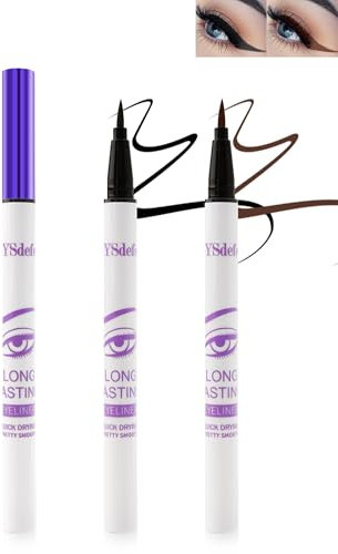 Liquid Eyeliner Bunt Set-2 Farben Schwarz Und Braun Wasserfest Matte Flüssiger Eyeliner, Wischfest Langlebiger Farbmalerei Eyeliner Pen Für Den Täglichen Gebrauch Frauentag Muttertag Make Up-1+2