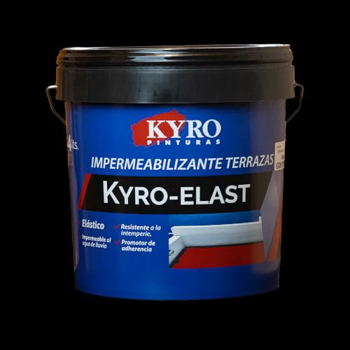 Kyro Elast Premium Pintura Impermeabilizante Elástico con Fibra para Terrazas- Pintura Antigoteras - Máxima Resistencia y Flexibilidad - Pintura Para Exteriores - Pintura Para Patios (Negro, 4L)