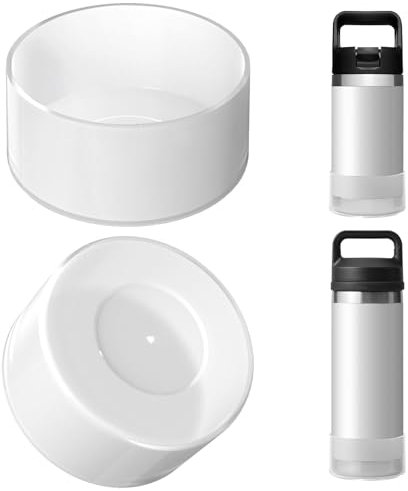 Linkidea Water Bottle Boot Compatible with YETI Rambler Jr. Kids 12oz, Rambler 12oz/18oz, Yonder 20oz/25oz, Silicone Anti-Slip Bottle Bottom Sleeve Bumper Protector (Clear White / 2 Pack)