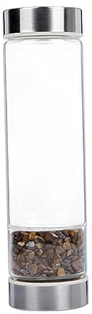 OFFSCH Glaswasserflasche Mit Quarz-kristall-sockel Edelstein-energie-wasserflasche Für Hydrotherapie Abnehmbarer Kristallsockel Zur Einfachen Reinigung Zufällige Farbe