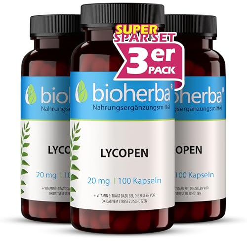 Lycopin Kapseln – 300 Stück mit 20 mg Lycopin und Vitamin E aus Tomatenextrakt von BIOHERBA PZN 19642793