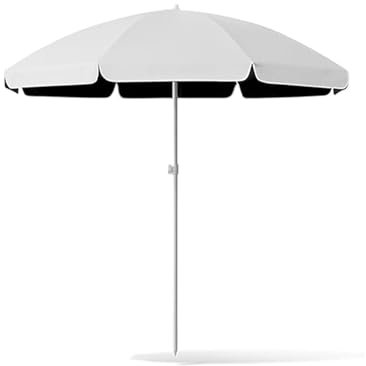 Générique Parasol de Plage, Parasol extérieur Portable avec Protection UV, Porte-gobelets, Crochet de Suspension et Ancre pour Sable(White,260cm/8.5ft)