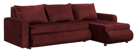 FORNIRO 24 Serena Ecksofa 226x143x83cm Rot Wohnzimmer Couch Schlafsofa | Mit Schlaffunktion & Bettkasten - L-Form - Kissen - Stoff Komfort | ausziehbar Gäste bequem Stauraum Design hochwertig robust