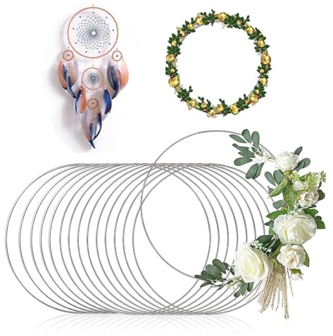 SCDZY 15 Stück Metallringe zum Basteln, 15cm Silber Metallringe Metall Ring | 2.8mm Dekoring für Traumfänger Ringe Bastelringe Metall, Drahtring zum Basteln für Wickeltechnik Makramee Ring Floristik Hoop