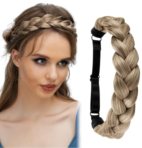 GXGM 1 Stück Geflochtener Zopf Haarteil, Twist Handgeflochtenes Haarband, Künstliche Haarzöpfe, Fischgrätenzöpfe, Twist Zöpfe,Verstellbare Haarreifen Damen,Haarschmuck Damen
