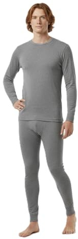 BestSale247 Herren Merino Wolle Thermo Unterwäsche Set (Hemd + Hose) warmes Winter Skiunterwäsche Merinowolle (Grau, L)
