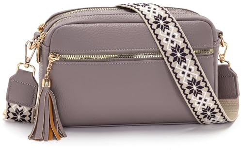 LANXINGLUO Handytasche umhängetasche damen，handtasche damen mittelgroß mit 4 Fächern，mit Verstellbar Abnehmbar Breiter Gurt，crossbody bag schwarze