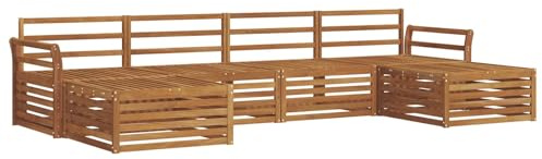 vidaXL Sofagarnituren 6 pcs Natur Massivholz Akazie, Akazienholz Sofa, Moderne Gartenmöbel, haltbare Sitzgruppe, Bequeme Möbel für Terrasse und Garten