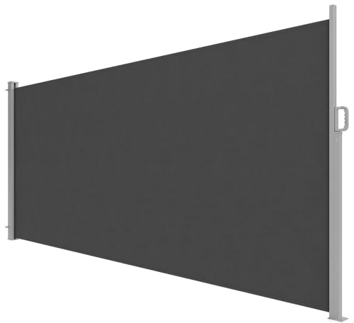 Outsunny Seitenmarkise Ausziehbar Blickdicht 420 x 185 cm Dunkelgrau | Sichtschutz, UV 50+, Wandmarkise, Seitenwandmarkise, Wasserabweisend, Windschutz, für Garten Balkon Terrasse