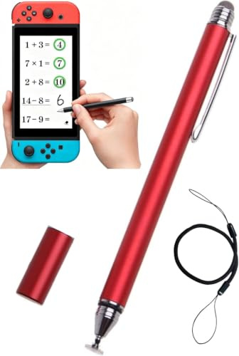 Stylus Pen for Nintendo Switch1&2/Switch Lite, 2IN1 Capacitive Stylus Compatible with Nintendo Switch Stylus, Switch Pen Super Precise with Lanyard (Red)