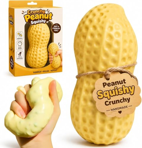 Crunchy Cacahuete Squishy Asmr Balle Anti Stress, Réaliste Crunchy Peanut Squishies Anti Stress à Retour Lent, Fidget Sensoriel pour Relaxation des Mains, Décoration De Bureau, Cadeau pour Adulte