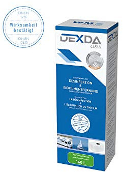 WM aquatec DEXDA Clean DC250CD03 | Desinfektionsreiniger für Frischwassertanks & Leitungen in Caravan, Wohnmobil, Boot | entfernt Verschmutzungen & Biofilm | für Tanks bis 160 Liter | Made in Germany