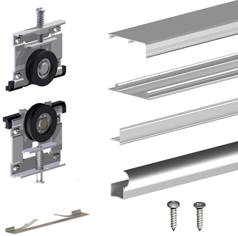 Kit SLID'UP 230 aluminium anodisé naturel pour 3 portes de placard coulissantes 19 mm - rail 2,7 m - 70 kg