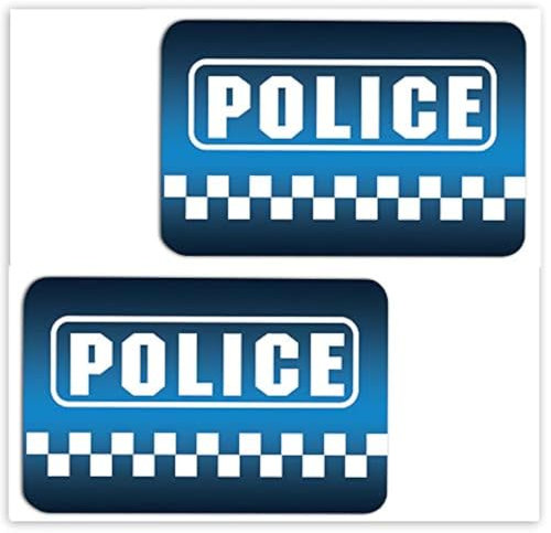 SkinoEu® 2 Stück Vinyl Aufkleber Autoaufkleber Stickers Police Polizei Auto Moto Motorrad Fahrrad Fenster Tür Tuning B 6