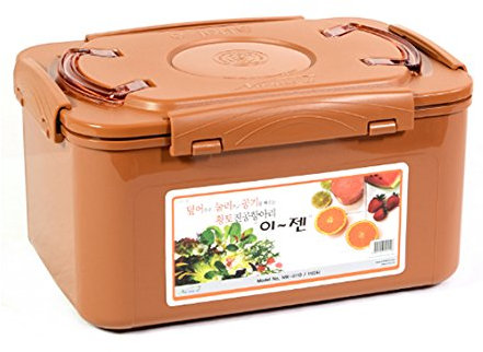 Premium Kimchi, Sauerkraut Container Probiotic Fermentation with Inner Vacuum Lid (Earthenware Brown, 11l 11L)