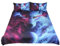 Bettbezug & Kissenbezug 3D Tier Tiger Löwe Wolf Elch Design Pattern Leichte Mikrofaser Bettwäsche Set Einzelgröße Doppelte King Size (Lila & Blauer Wolf, Einzelgröße 135x200cm)