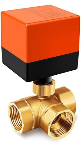 Foever Speed Elektrisches Ventil Absperr Umschalt Kugelventil Messing Absperrhahn 3 Wege,DN25 G1 Zoll, AC 230V, für Flusssteuerung Zonenventil Kugelventil