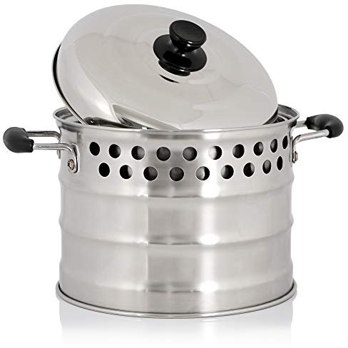 BBQ-TORO Pentola in Acciaio Inox per forni a Razzo | Ø 24 cm | pentola con Coperchio