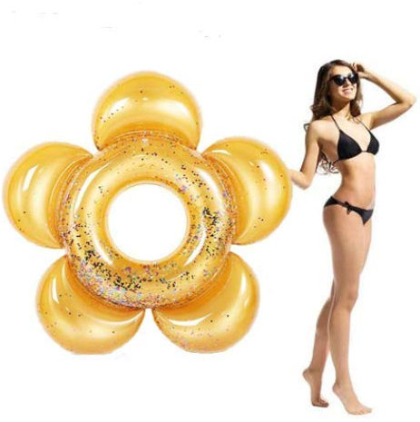 Galleggiante gonfiabile gigante a forma di fiore con glitter all'interno per piscina, per feste in spiaggia, per bambini e adulti