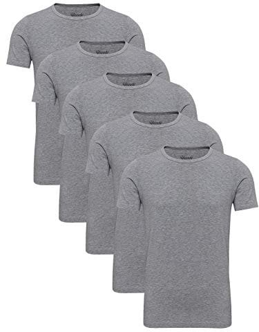 Yazubi 5er Pack Basic T Shirt Grau Herren Tshirts Männer Set Oversized Shirts Baumwollshirts Mythic, (Dapple Gray 163907), XL