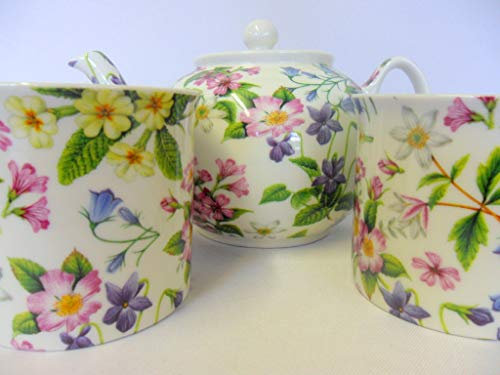 Heron Cross Pottery Tea for two in pretty dog rose design by the Abbeydale Collection.
