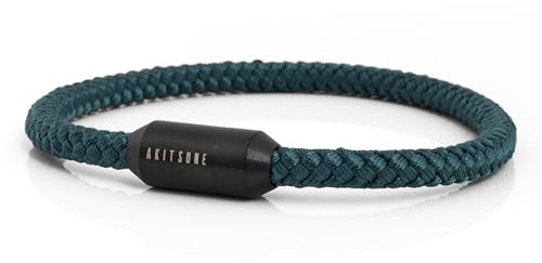 Akitsune Silvus Pulsera de nailon | 5 mm de grosor | Pulsera de acero inoxidable para mujer y hombre, cierre magntico