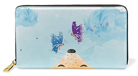 Bébé Renard Ange Papillon Portefeuille Femme en Cuir Pochette Long Téléphone Porte Monnaie Cadeau de Filles Dames