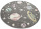CARPETIA Kinderteppich Weltraum Sterne und Planeten Pastell grau Größe 120 cm Rund