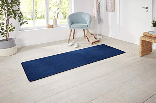 Hanse Home Nasty Läufer – Flauschiger Kurzflor Teppich Einfarbig Unifarben für Esszimmer, Wohnzimmer, Kinderzimmer, Flur, Schlafzimmer, Küche – Uni Dunkelblau, 80x300cm