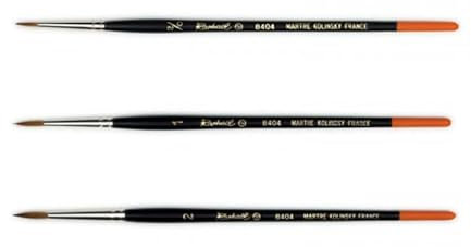 Pinceau Raphael Series 8404,kolinsky Rouge Sable Pinceau,Set 3 pcs,Taille 2/0, 1, 2 (Raphael France) et Da Vinci Série 373