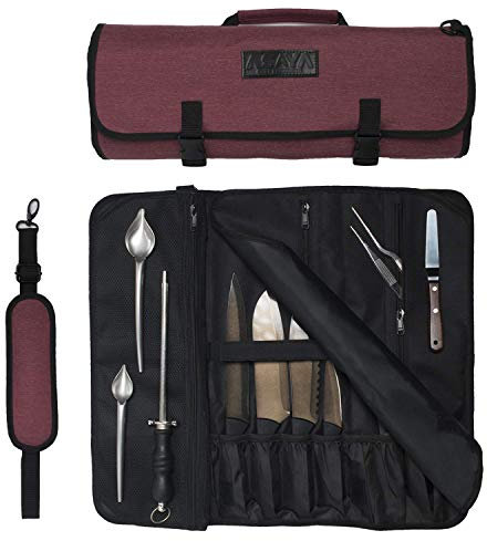 Asaya - Borsa per coltelli (media), colore: Rosso