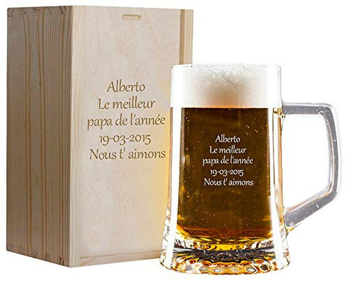 My original gift Boccale da birra con incisione in un cofanetto in legno