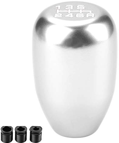 Qiilu Schaltknauf, Auto Universal Modification Manual Schalthebel 6-Gang-Schalthebel(Silber) knob 6 speed