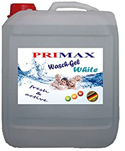 Primax Flüssigwaschmittel Universal Gel - 5x5 Liter XXL Mega-Pack, extra stark für Flecken bei weißer Wäsche WhiteWash