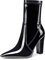 NobleOnly Donna Stivali alla Caviglia Cerniera Polacchine Tacco a Blocco 10CM High Heels Boots Nero Pelle Verniciata Scarpe EU 39