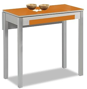 ASTIMESA ala caduta tavolo da cucina, metallo, arancione, 90 x 50 cm, esteso 90 x 70 cm