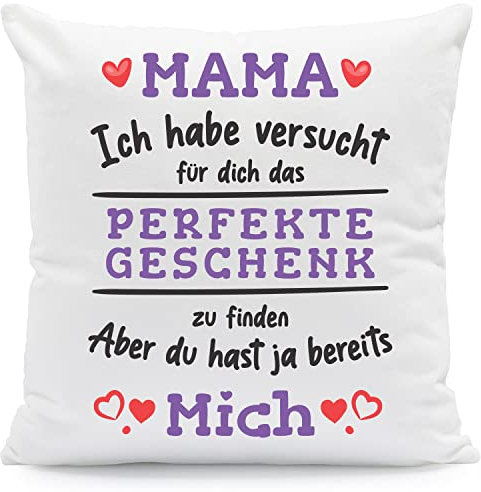 GRAVURZEILE Kissen mit Spruch Geschenk für Mama Freunde & Familie - Geschenk für Muttertag Vatertag Geburtstag Valentinstag Weihnachten - Farbe: Mama