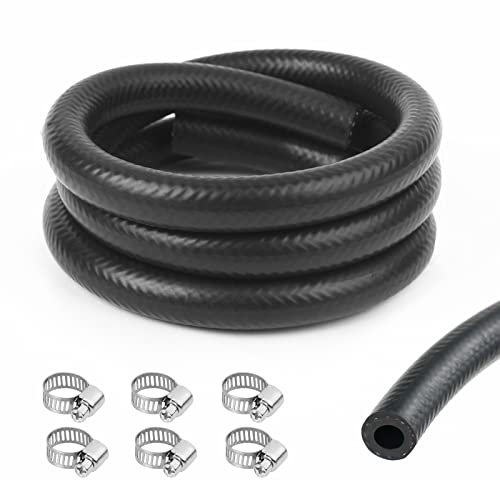 URAQT 5mm Fuel Line, 3.28Ft 3/16 Inch Inner Diameter Set, 1 Meter Pipe With 6 Hose Clamps, Suitable for Trucks, Cars, Tractors and Small Engines