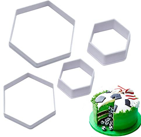 4 fútbol para Fondant y Tartas, plástico, con Forma balón fútbol, para Hacer azúcar, para Tartas y postres, Herramientas decoración para Galletas