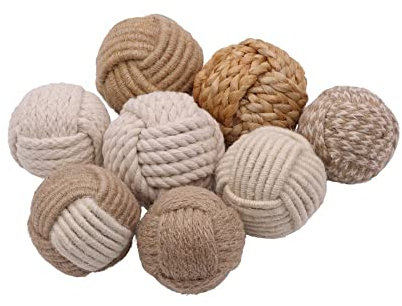 Set of 8 Jute Rope Balls Natual Color Nautical Decorations, Weeding Décor,Jute Rope Balls, Knott Ornaments, Coastal Décor, Living Room Décor,