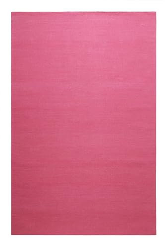 Wecon Home Robuster Green Looop Kelim Baumwoll-Teppich für Wohnzimmer, Schlafzimmer, Esszimmer, Kinderzimmer und Flur - Nizza (80 x 150 cm, Dunkelpink)