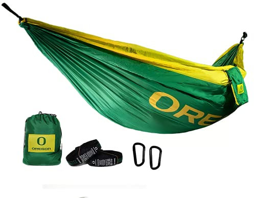 Oregon Ducks Hängematte,Campinghängematte,Reisehängematte,Tragbare Hängematte,Outdoor-Hängematte,Wanderhängematte,Rucksackreisen-Hängematte,Hängematte mit Gurten,robuste Hängematte,Hängematten