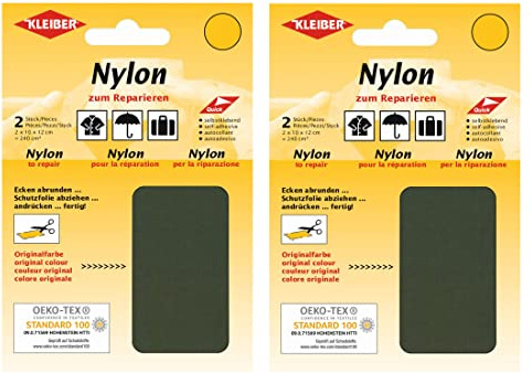 Kleiber Nylon - Flicken Oliv Reparaturflicken 12 x 10 cm Selbstklebend Reparatur NylonFlicken 4er Set