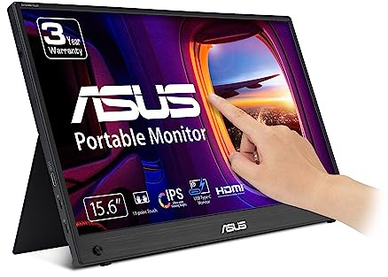 ASUS ZenScreen - Monitor portatile USB touch screen 15.6 1080P (MB16AHT) - Full HD (1920 x 1080), IPS, USB Type-C, Mini-HDMI, cavalletto, montabile su treppiede, cura degli occhi, custodia protettiva