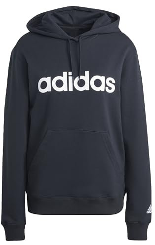 adidas Damen Essentials Linear Hoodie, Black / White, XL
